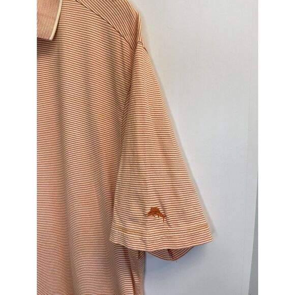 Tommy Bahama Men's XL Short Sleeve Polo‎ Shirt Striped Orange Embroidered Logo - Picture 4 of 6